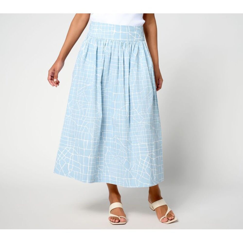 Me by Jennie Garth Women's Petite Skirt PXS Printed City Map Midi Gray A693946